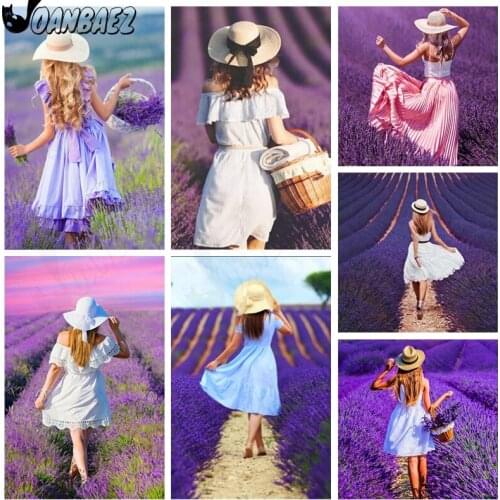 Lavender Girl Diamond Painting Purple Mosaic Kit Manor 5D Diy Cross Stitch Embroidery Hand Inlaid Rhinestone Home Decoration