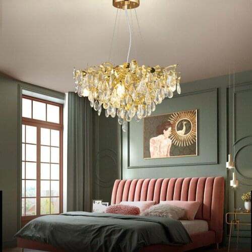 Modern Large Luxury Crystal Chandelier for Living Room Gold Luster Bedroom Hotel Restaurant Hanging Lamp Home Decor Lighting