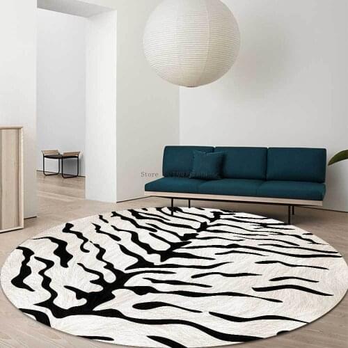 Modern Imitation Tiger Leather Black and White Living Room Bedroom Hanging Basket Chair Round Floor Mat Carpet Customization