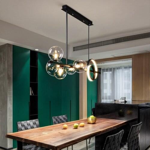 Nordic modern Chandeliers Lamp Dining Room Hotel Bar Loft Industrial Suspension G9 Creative Home Glass Bubble Indoor Lights