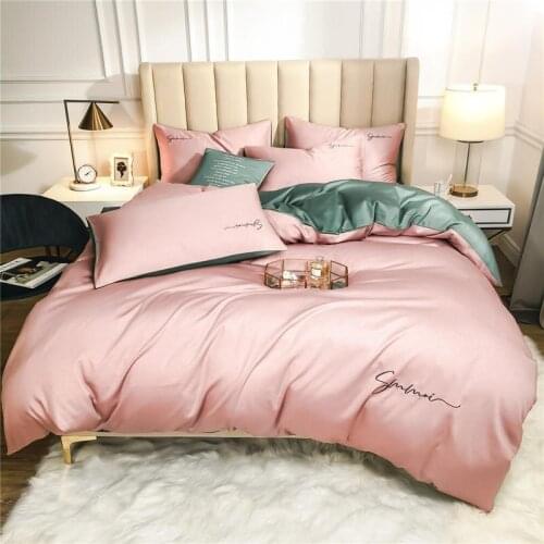 Modern Style Luxury Solid Color Duvet Cover set Soft Silky Comfy 100%Egyptian Cotton 4Pcs Bedding Set Bed Sheet 2Pillowcases