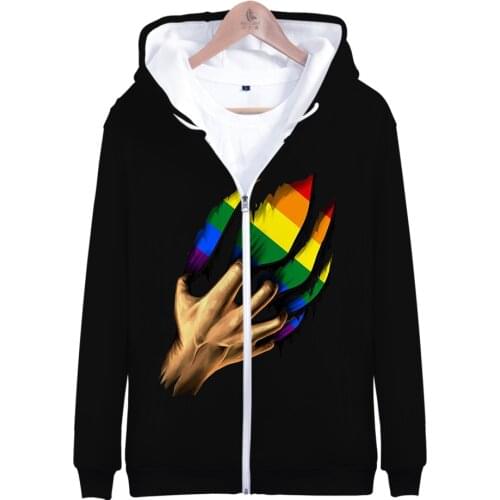 Amazon LGBT Gay Sweatshirt 3D Casual Zip Hoodie Wholesale Autumn and Winter Coat 2019 Cn(origin) Sidno