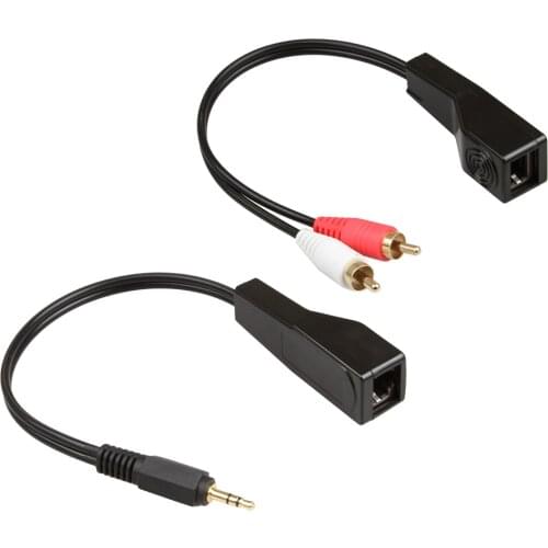 Relper-Lineso 200M 3.5mm to RCA Extneder 2x Long Range DC3.5mm To 2x RCA Audio Balun Extension cable Over Cat5/6 200M/600ft