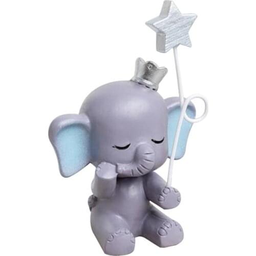 Resin Ornament Cute Elephant Star Statue Ornaments Resin Crafts Cake Dessert Decorations Cake Toppers Birthday DIY Accessories