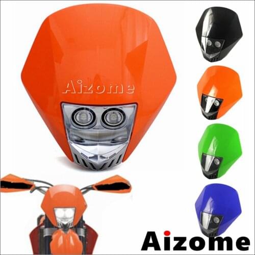 Universal Motorcycle Headlight Hi/Lo Beam Headlamp Enduro Dual LED Headlight Fairing For Kawasaki Yamaha Suzuki Honda Lightings