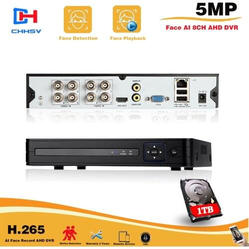 Dvr camera 8 Channel Video Recorder H265 5MP 4MP 1080P 8CH 5 in 1Hybrid dvr function for CCTV XVi TVi CVI IP Camera