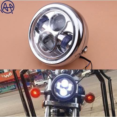 6.3" Retro Vintage Motorcycle White LED High/Low Bean Headlight Chrome Fits for Honda CG125 Old School Cafe Racer Bobber Style
