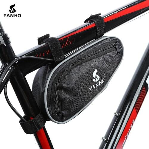Waterproof Bicycle Bag Mountain Bicycle Bike Bag Front Frame PVC Tube Triangle Bag Storage Pouch Black