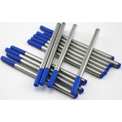 High-quality 12pcs blue Universal flat port Refills Medium Nib Rollerball pen New