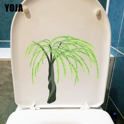 YOJA 21.6X19.7CM Cartoon Plant Willow Home Wall Decor Decal Creative Bathroom Toilet Sticker T1-1451