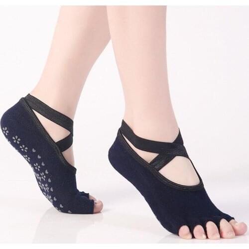 Women Yoga Backless Five Toe Anti-Slip Ankle Grip Socks Dots Pilates Sport Fitness Gym Sock Ladies Sports Socks