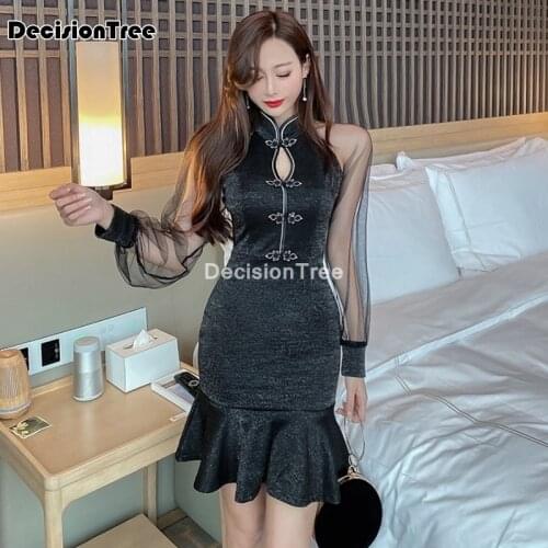 2021 chinese dress female lace cheongsam women novelty qipao full sleeve elegant chinese dress qipao vestidos oriental dress