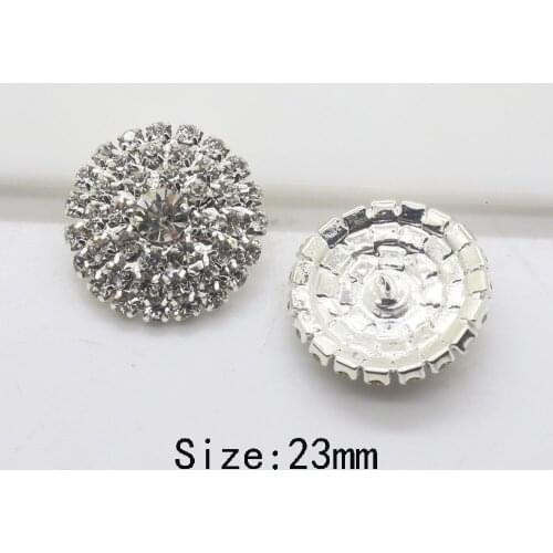 Hot sale10pcs/Set 23MM silver metal Rhinestone buttons shiny diamond coats buttons for clothes sewing buttons Wedding Decorative