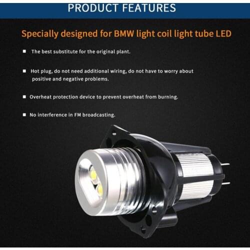 2x LED Angel Eyes Light Bulb 12W 12V for BMW E90 E91 05-08 Replace Parts Acc