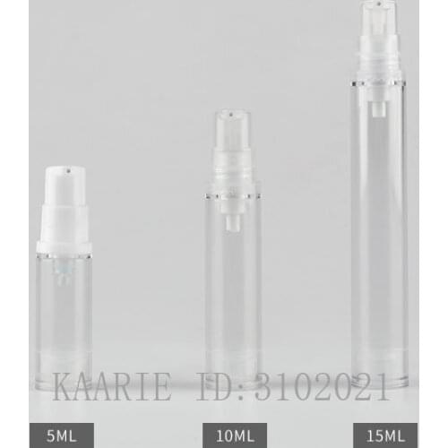 5ml10ml15ml 10/30/50pcs Empty Clear Cosmetic Duckbill Airless Lotion Pump Bottle, DIY White/Clear Emulsion Pump Head Cap Package