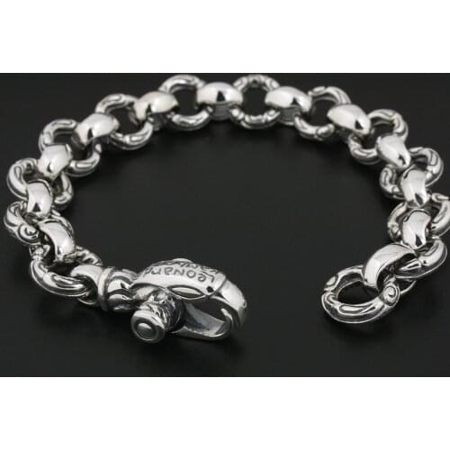 925 Sterling Silver Gothic Eagle Chain Mens Biker Rock Punk Bracelet 8F001