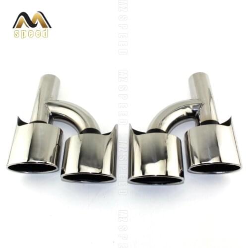 Car accessories 304 stainless steel exhaust pipe muffler tail throat h-shaped bilateral four-out flat type universal tail throat