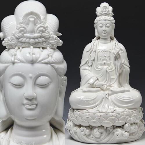 Dehua white porcelain 18 inch sitting on the lotus seat waves mahasthamaprapta Buddha Sam West Buddhist supplies wholesale