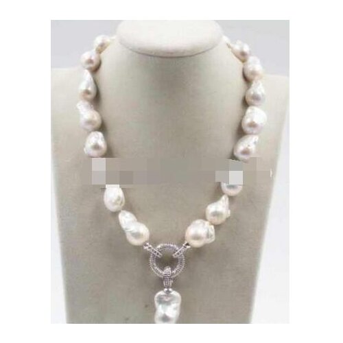 >>>>noble jewelry charm 15-23 mm white baroque keshi reborn southsea pearl necklace