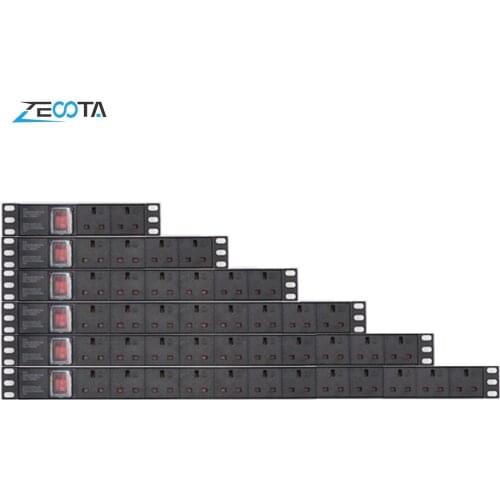 PDU Power Distribution Unit Strip Network Cabinet Rack 15A UK Electric Outlets Plug Socket Dual Break Switch 2m Extension Cord