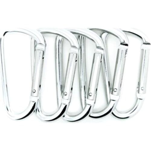 5pc Outdoor Climbing Aluminium Alloy D Shape Buckle Carabiner Survial Key Chain Climb Hook Clip Backpack Buckle Keychain