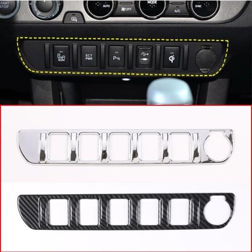 Car Central Control Switch Function Button Panel Cover Trim ABS Carbon Fiber For Toyota Tacoma 2016-2020 Interior Accessories