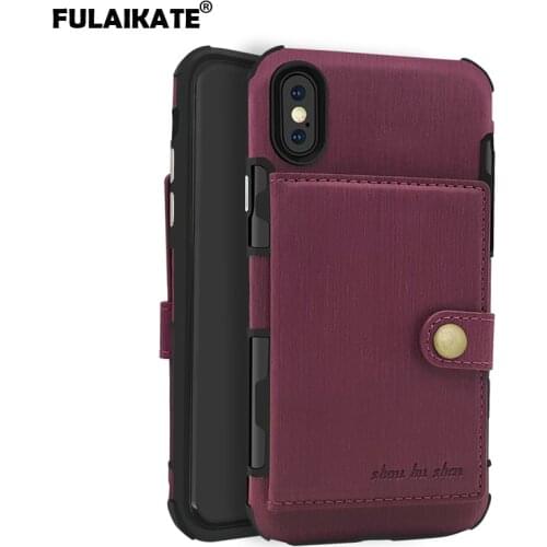 FULAIKATE Brushed Pattern Card Pocket Case for iPhone X Soft Matte Back Cover for iPhoneX Business Phone Protective Cases