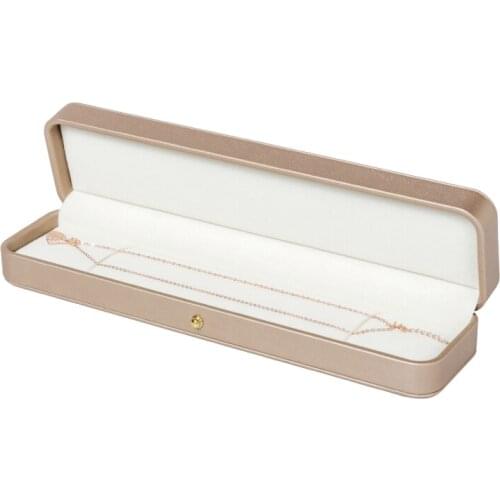 Long Necklace Display Box Quality Pu Leather Square Packaging Engagement Wedding Gift Chain Jewelry Storage Presentation Case
