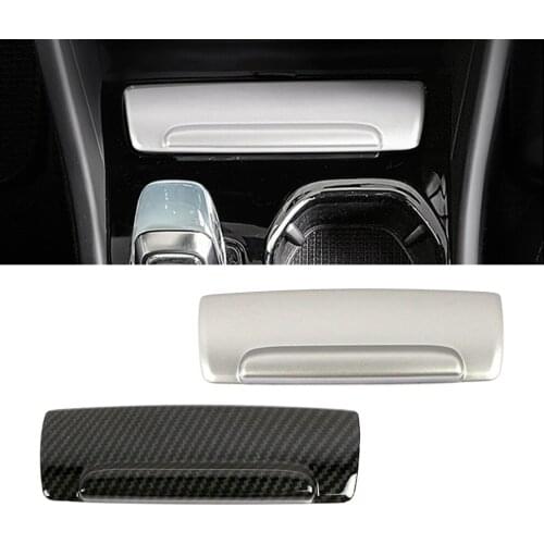 For Volvo XC40 2019 2020 2021 Carbon Fiber Silver Car Styling Center Console Ashtray Cover Trim Car Decoration Sticker