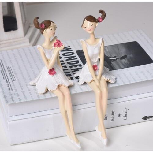 2pcs/set Beautiful Angel Resin Figurines Miniatures Fairy Wedding Decor Ornaments Craft Home Decoration Hogar Moderno Gifts