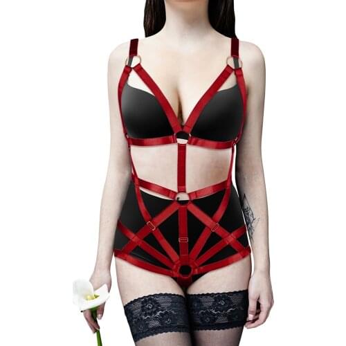 Gothic Sexy Binding Neck Chest Harness Strap Set Women Bondage Leg Suspenders Garter Belt BDSM Erotic Lingerie Couple Flirting