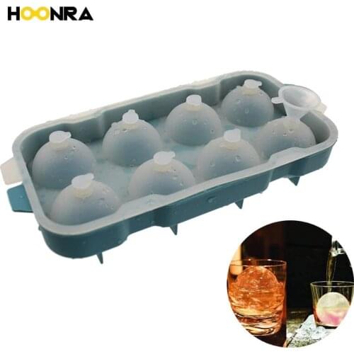 HOONRA 1Pcs 8 Cell Ice Cream Pop Mold Silicone Ice Ball Cube Mold Sphere Ice Tray Forms Round Cube Tray Ball Maker Dia 4.5cm