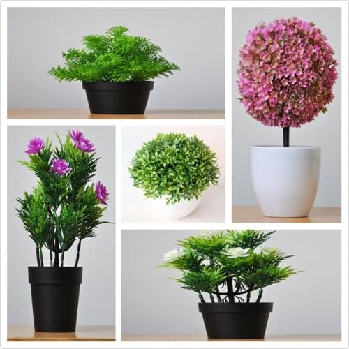 1pc Artificial Plants Bonsai More Style Small Tree Pot Plants Fake Flowers Potted Ornaments for Home Hotel Garden Decor Bonsai