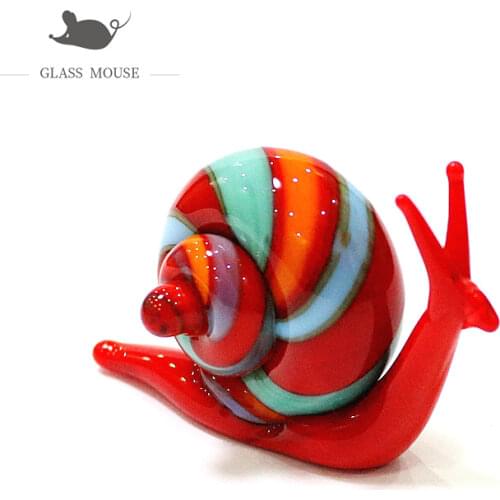 Miniature Murano Glass Snail Figurines Ornaments Colorful Art Cute Animal Collection Home Decor Statuette New Year Gift For Kids