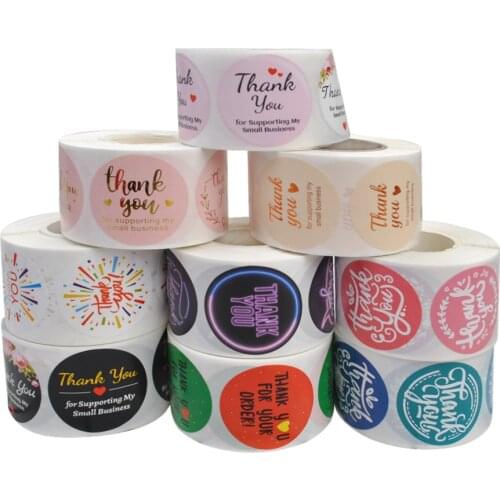 New Thank You Label Round Hot Stamping Roll 1.5 Inch Envelope Sticker Thank You Sticker Festival Birthday Party Decorations