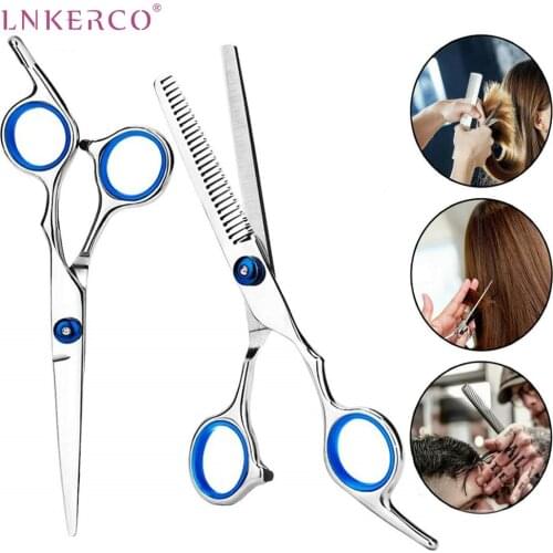 Lnkerco Hair Scissors 6 Inch Professional Stainless Steel Hairdressing Scissors Cutt Thinning Hair Scissors Styling Barber Tools