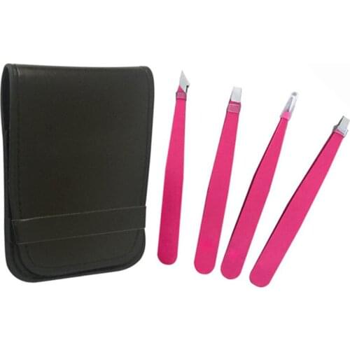 4 Sets High Quality Eyebrow Tweezers New Arrivals Stainless Steel Pointed / Tilted Pointed / Flat Hair Removal Makeup Kit