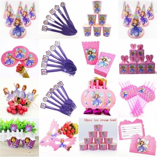 Sofia Princess Theme Party Supplies Set Theme Kid Birthday Party Decoration Family Girls Party Baby Shower Set Favors