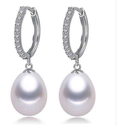 Pearl Earrings Genuine Perfect drop shape Natural Freshwater Pearl 925 Sterling Silver Earrings Pearl Jewelry For Wemon