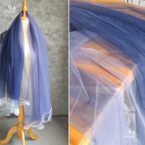 Mesh Tulle Fabric Blue Gradient 2 styles DIY Scarf Veil Background Decor Skirt Gown Wedding Dress Lace Designer Fabric