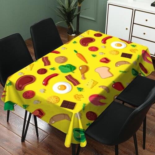 New Tablecloth Waterproof Table Cloth Linen Cartoon Food Printed Desk Computer Desk Dining Table Home Decoration Tablecloth