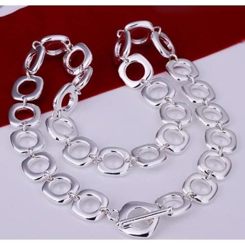 KN-N033 Wholesale Free Shipping Silver Fine Jewelry Wholesale Silver Charms 925 Fashion Jewelry Geometric Square Necklace