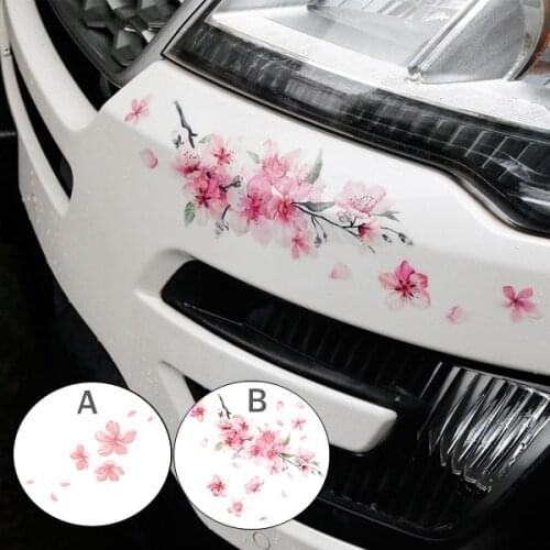Cherry Blossom Floral Car Stickers Love Pink Auto Vinyl Deca Bumperl Window for Women Car Tuning Styling Accessories