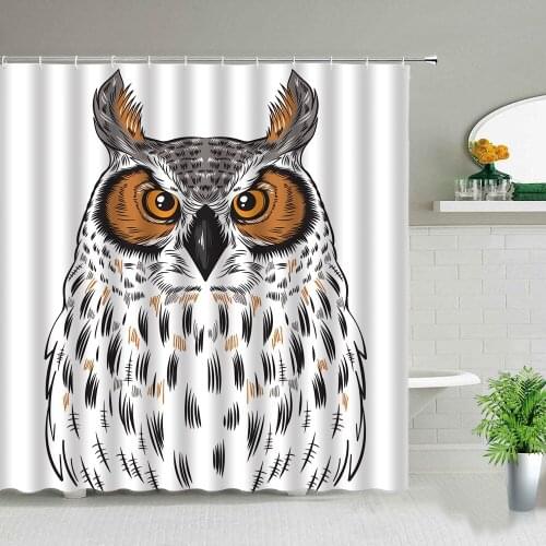 Lovely Owl Cartoon Shower Curtain Bathroom Waterproof Cloth Curtains Polyester Cute Child 3D Printing Home Bath Screen Fabric