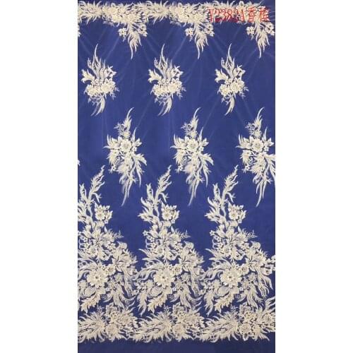 Y2382A Beaded Embroidery Lace For Wedding Dress Fabric, Nigerian Textile African Trimming Lace 5Yards/ lot