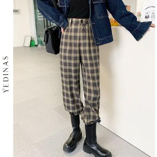 Yedinas Women's Plaid Trousers
