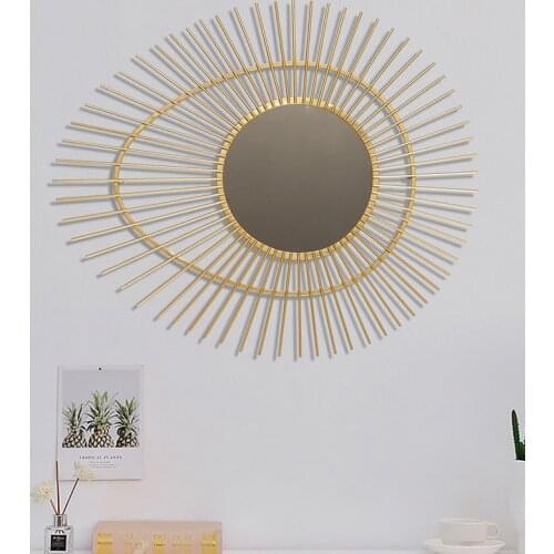 European Style Iron Hanging Mirror Furniture Decorative Mirror Background Wall Mirror Creative Mirror Living Room Decoration