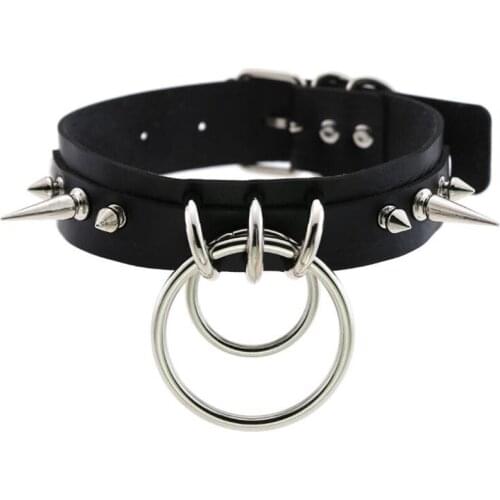 Punk Spike Metal Collar Girls Leather Harness Choker Necklace For Women Party Club Chockers Gothic Jewelry Harajuku 2021
