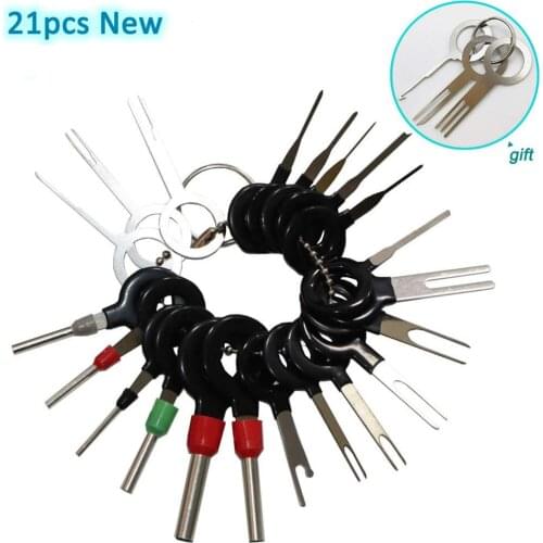 21pcs Car Plug Circuit Board Wire Harness Terminal Extraction Pick Connector Crimp Pin Back Needle Remove Tool Set