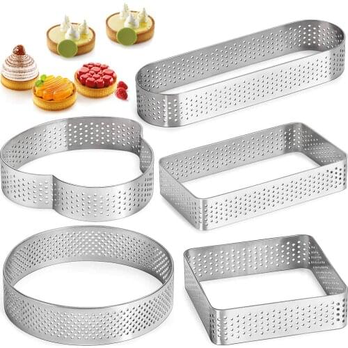 3/6PCS DIY Perforated Mousse Cake Ring Stainless Steel Egg Tart Molds French Dessert Cookies Circle Mould Pastry Baking Tools
